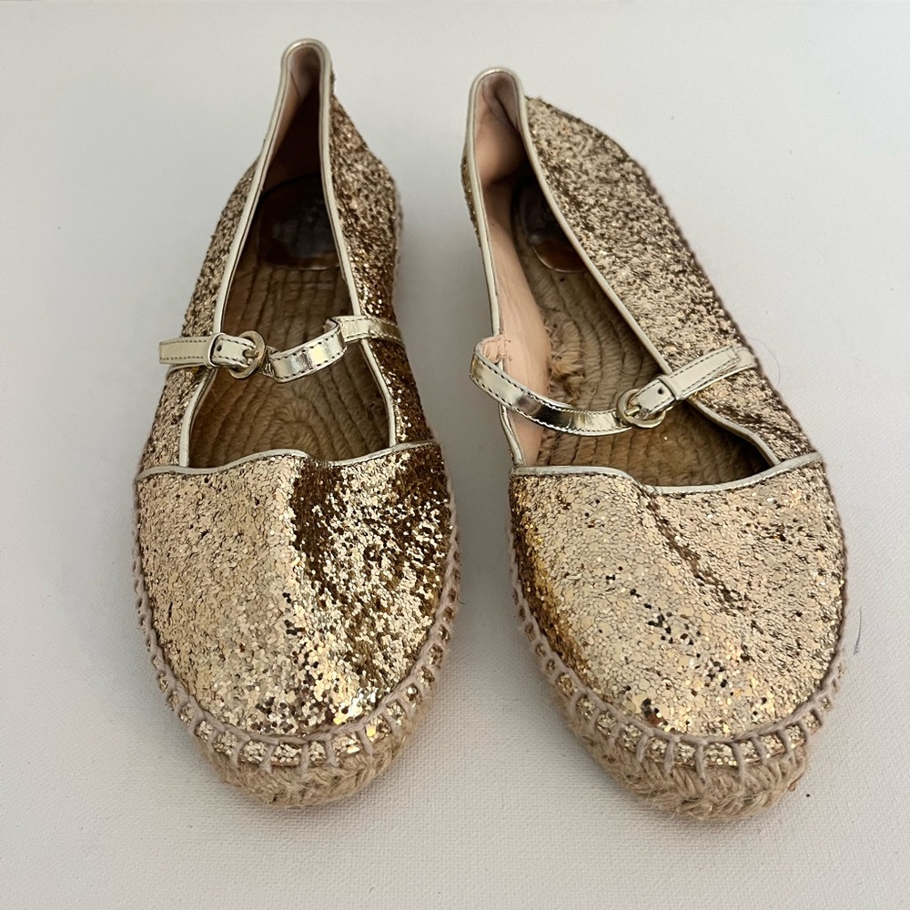 Frances Valentine Gold Glitter Espadrilles